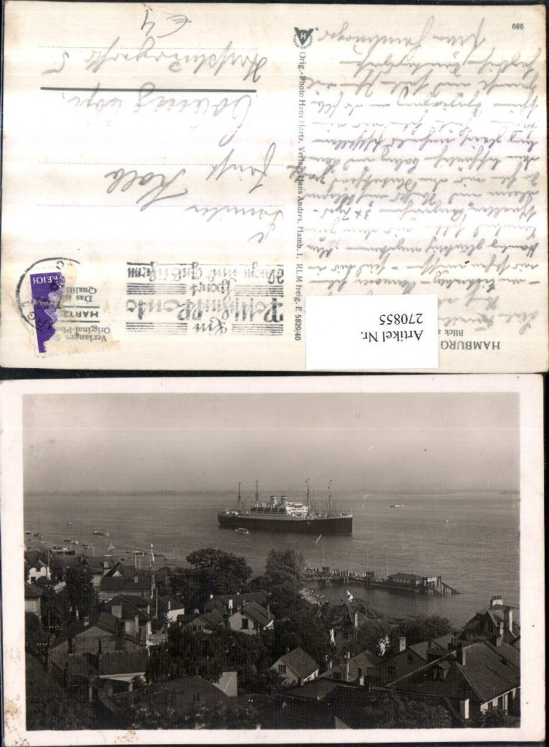 270855,Hamburg Blankenese Teilansicht Blick auf d. Elbe Dampfer