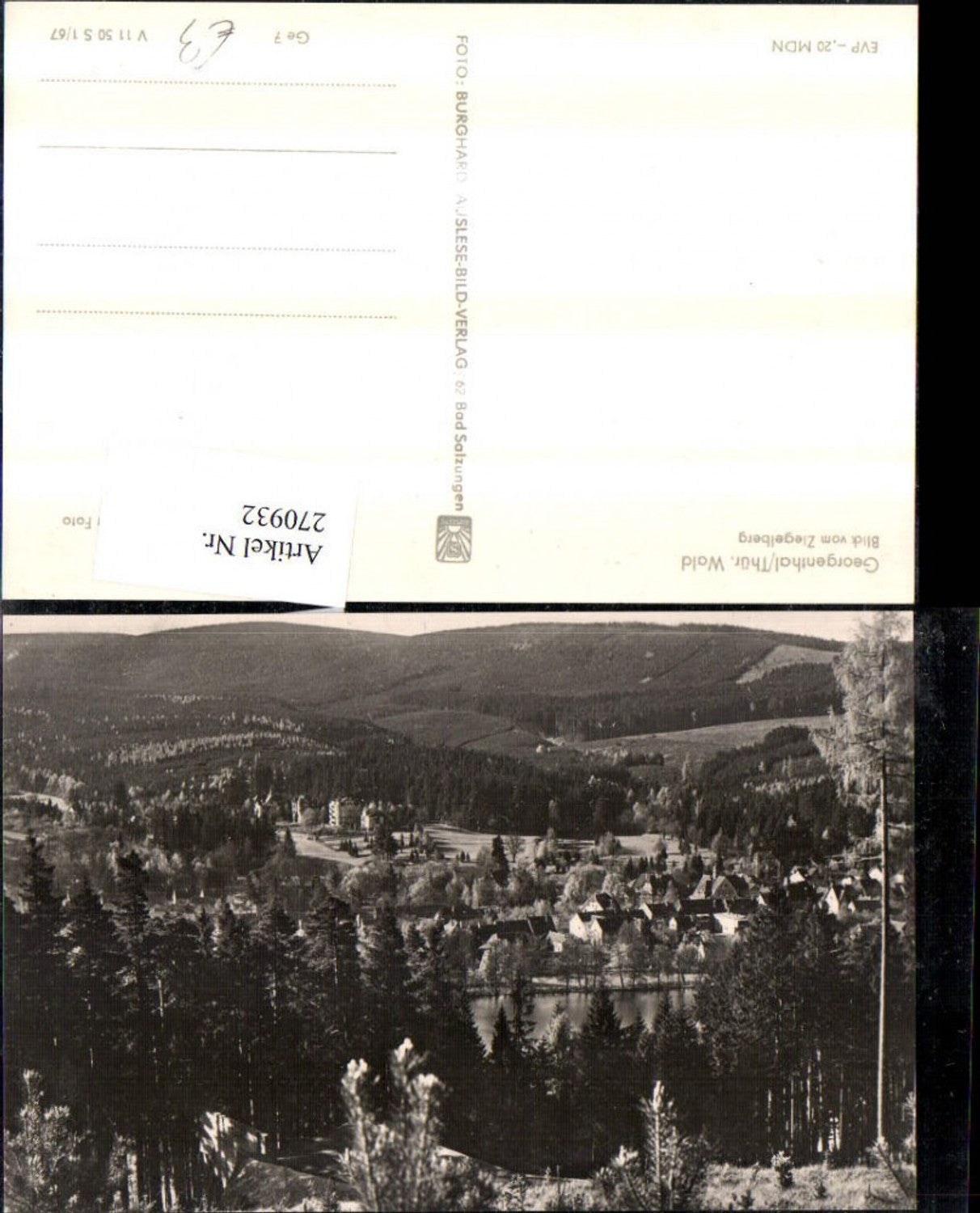 270932, Georgenthal in the Thuringian Forest, panoramic view from Ziegelberg