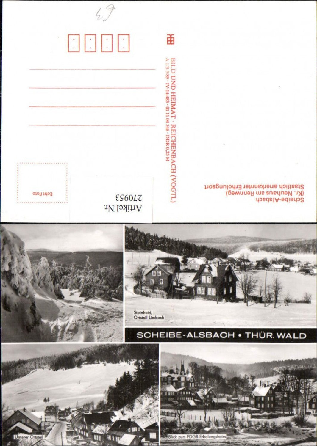 270953, Scheibe-Alsbach Partial view FDGB recreation home Limbach Winter pictures Multi-view map