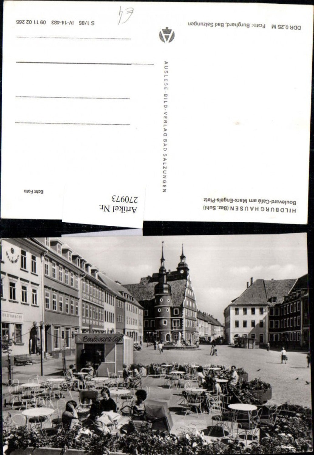 270973,Hildburghausen Boulevard-Cafe am Marx-Engels-Platz Terrasse Rathaus Mehrbildkarte