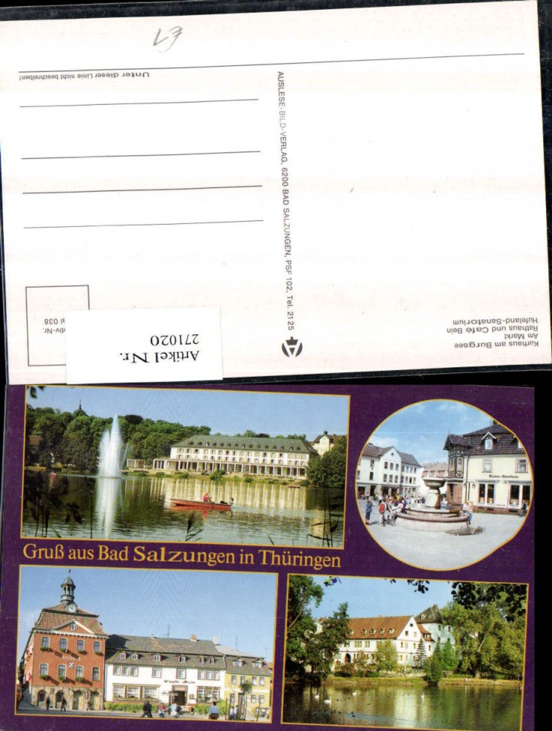 271020, Bad Salzungen Kurhaus am Burgsee Markt Rathaus u. Cafe Bein Hufeland-Sanatorium Multi-view map