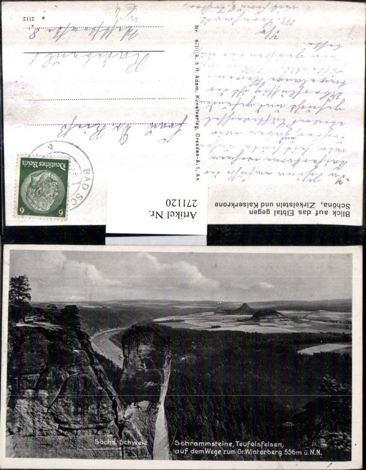 271120,Blick auf d. Elbtal geg. Schöna Schrammsteine Teufelsfelsen auf d. Wege zum Großen Winterberg