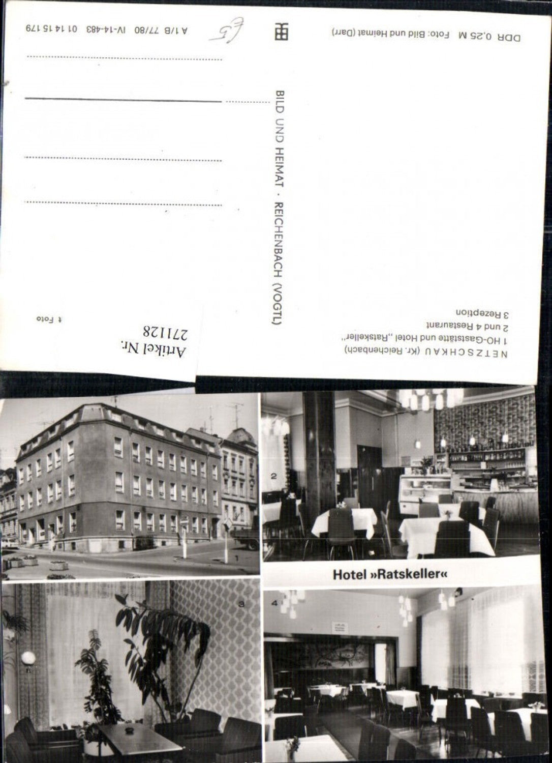 271128,Netzschkau HO-Gaststätte u. Hotel Ratskeller Mehrbildkarte