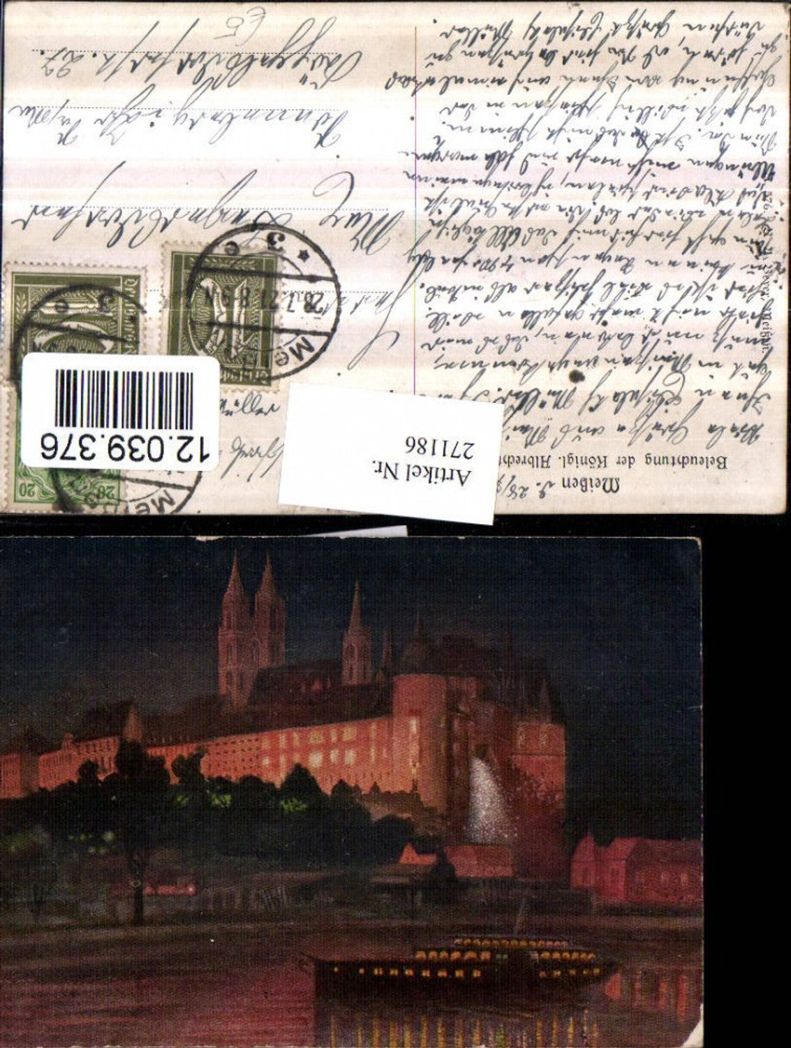 271186,Meißen Beleuchtung der Königlichen Albrechtsburg Burg Dampfer