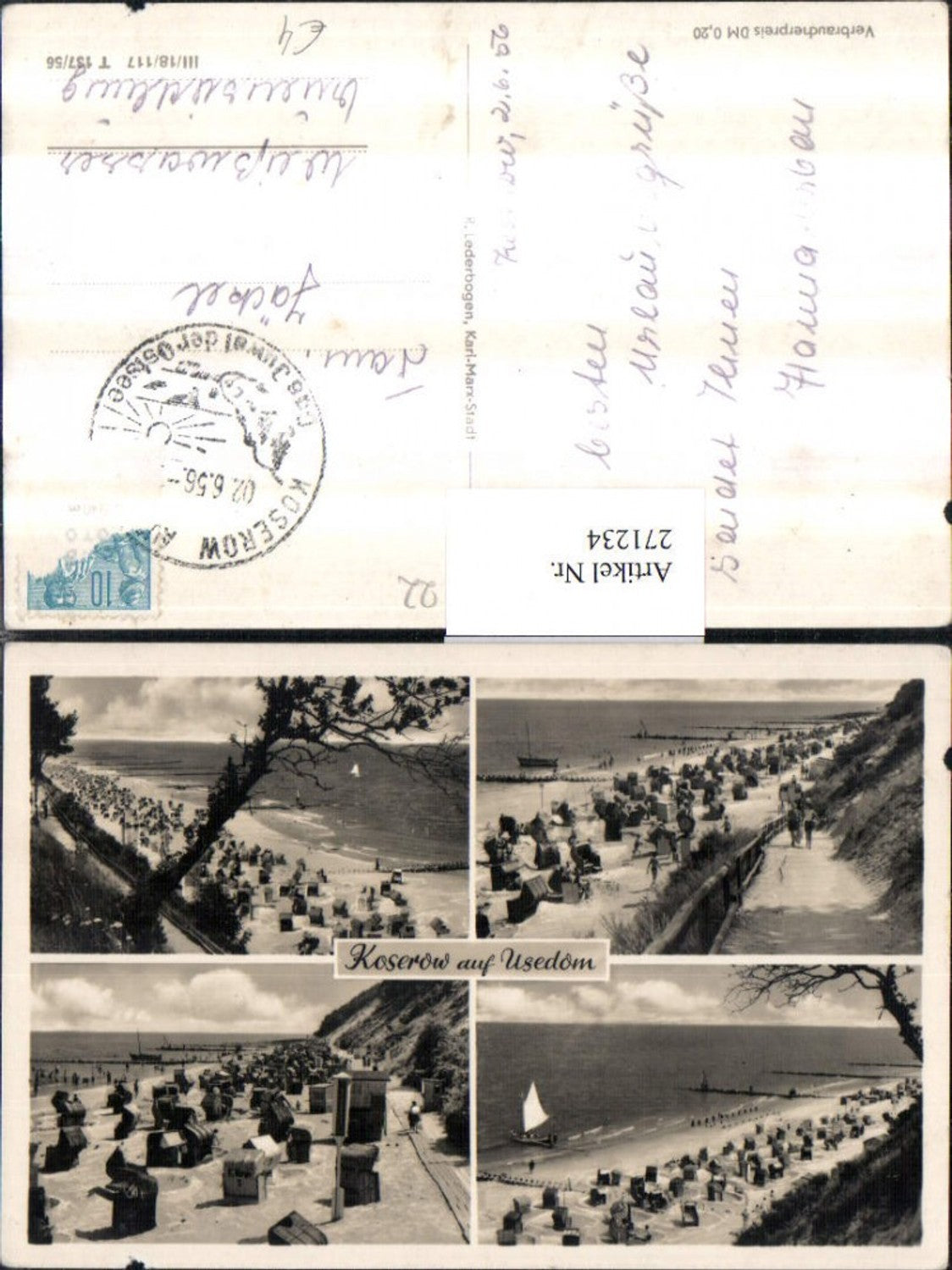 271234,Koserow auf Usedom Strand Strandleben Strandkörbe Mehrbildkarte