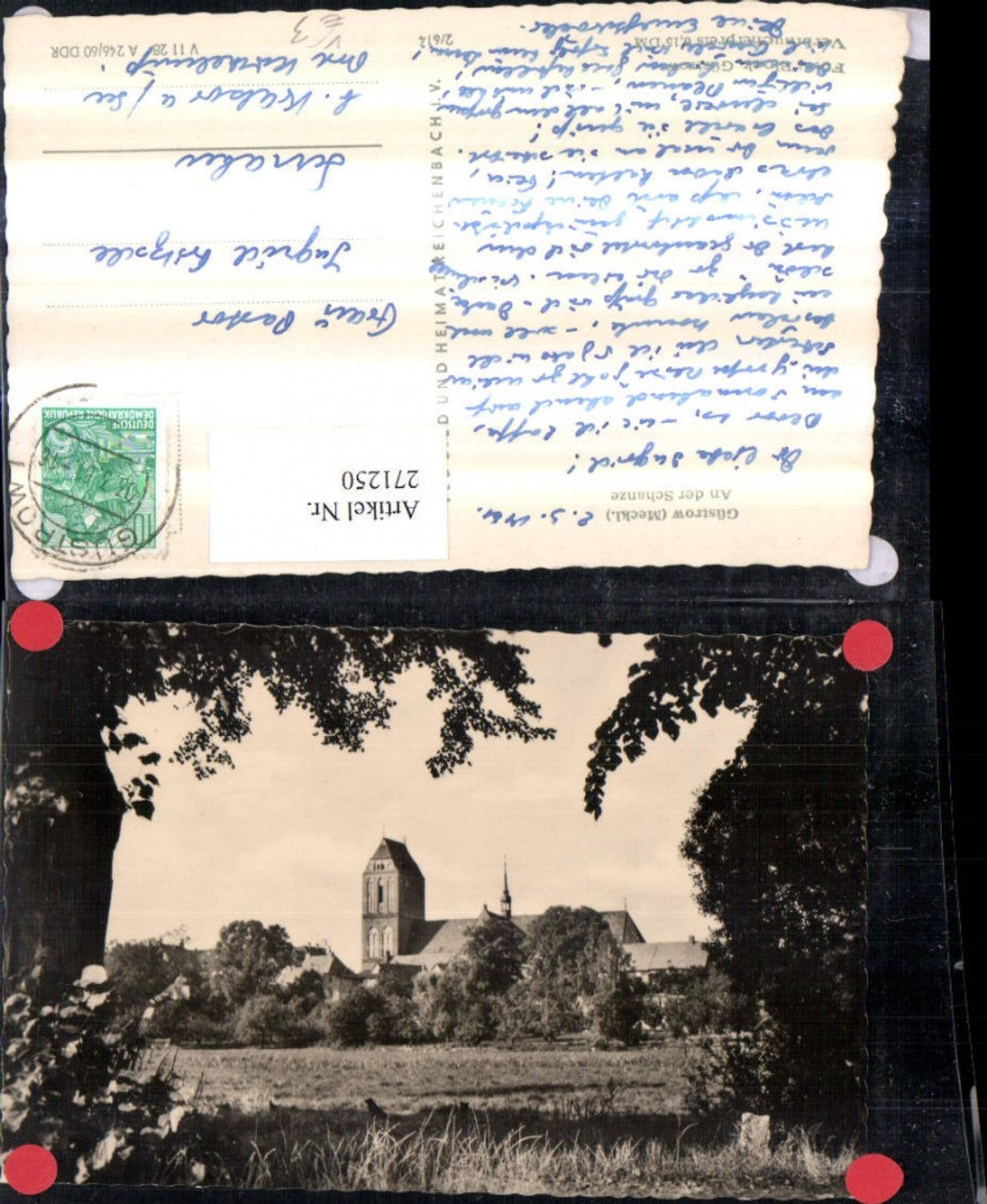 271250,Güstrow An der Schanze Blick zur Kirche pub VEB 2/614