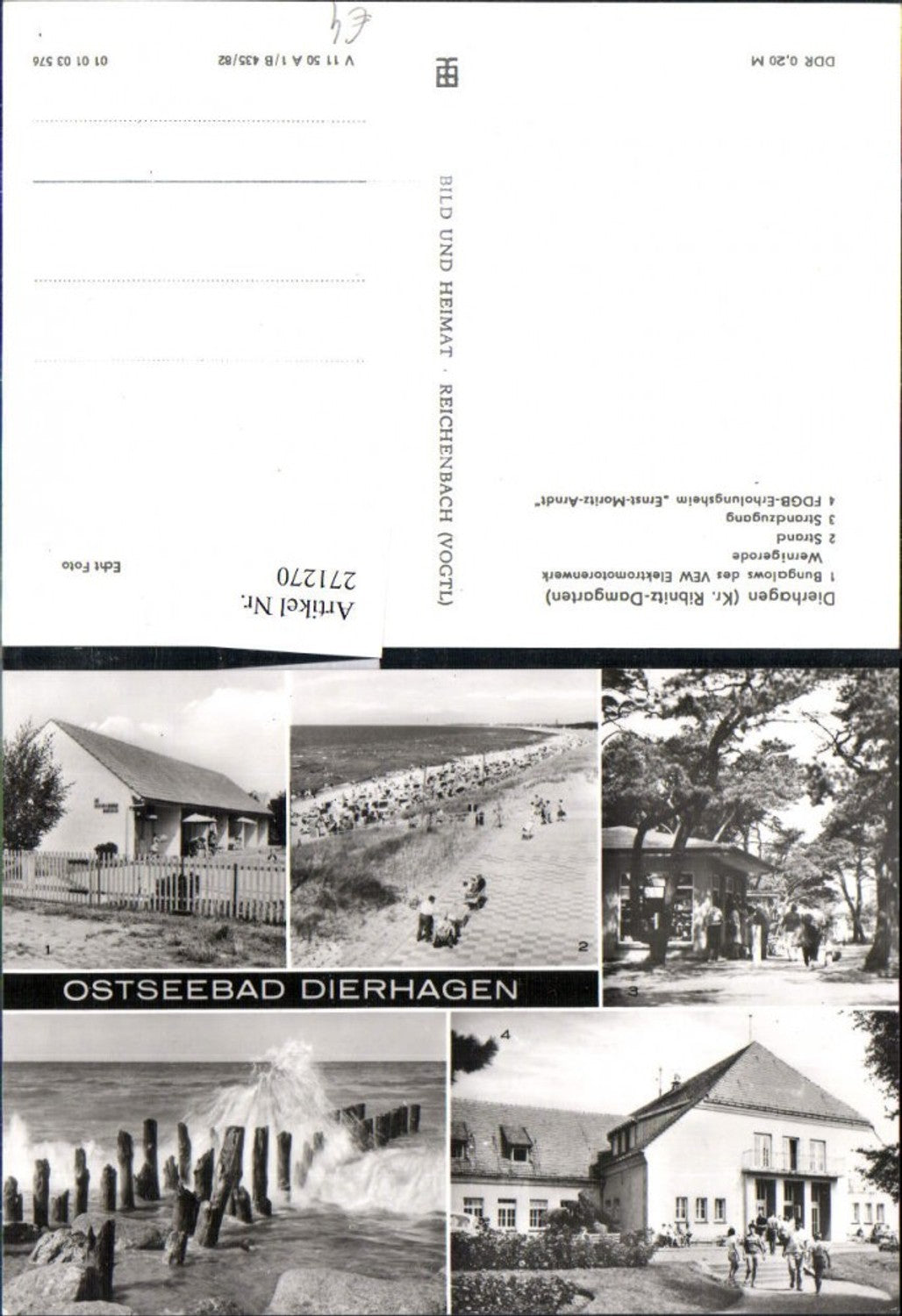 271270,Ostseebad Dierhagen Bungalows Strand Strandzugang FDGB-Erholungsheim Ernst-Moritz-Arndt Mehrbildkarte