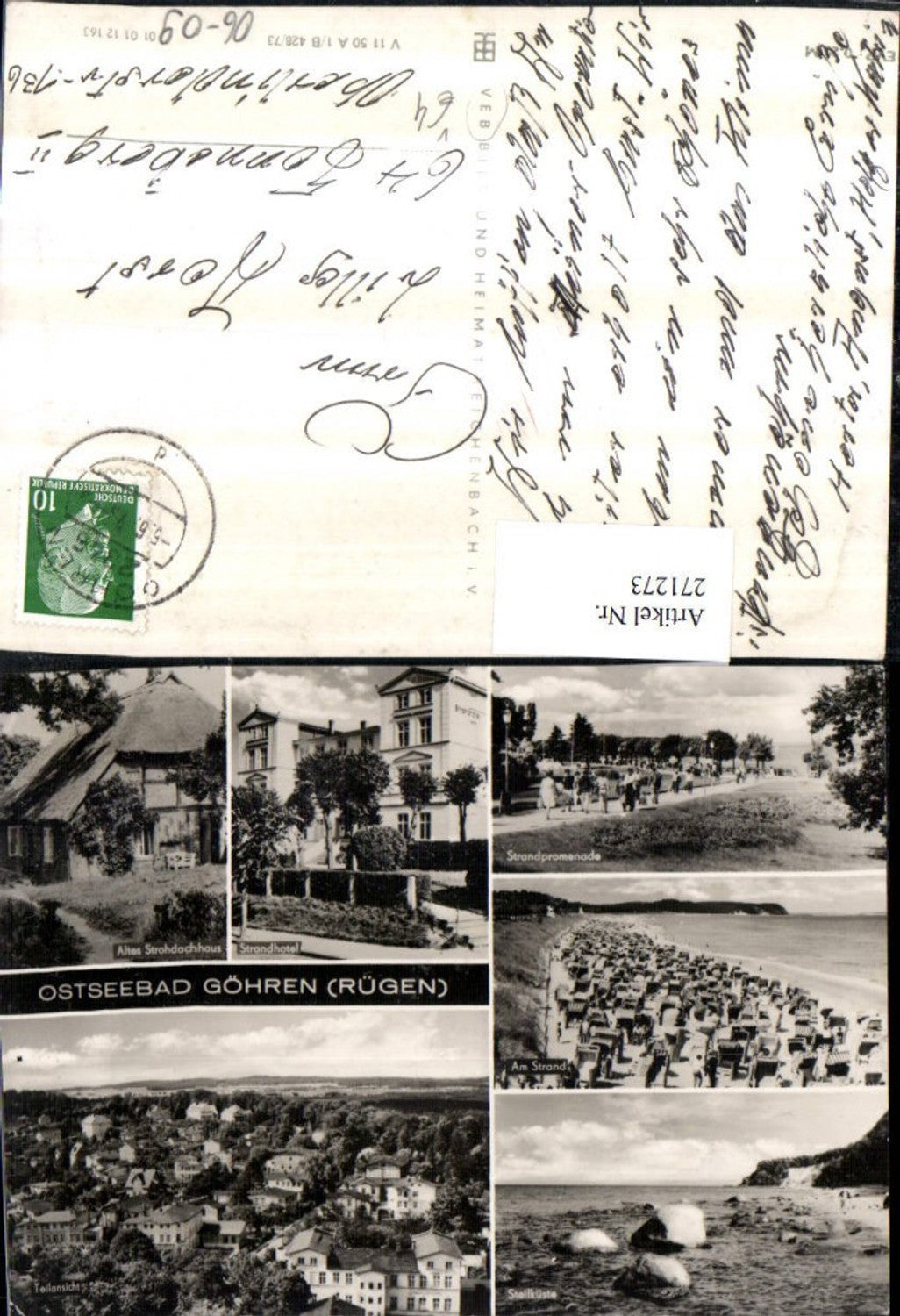 271273,Ostseebad Göhren auf Rügen Totale Strand Promenade Steilküste Strohdachhaus Strandhotel Mehrbildkarte pub VEB