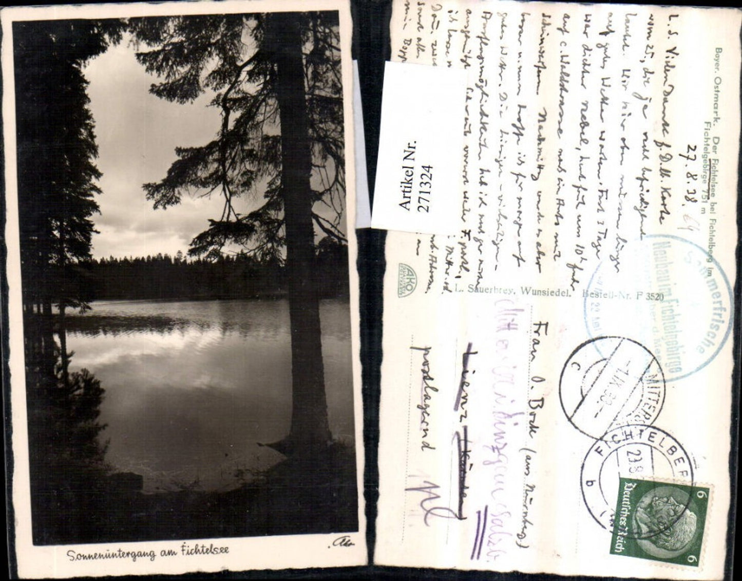 271324,Fichtelsee See b. Fichtelberg im Fichtelgebirge Sonnenuntergang Partie