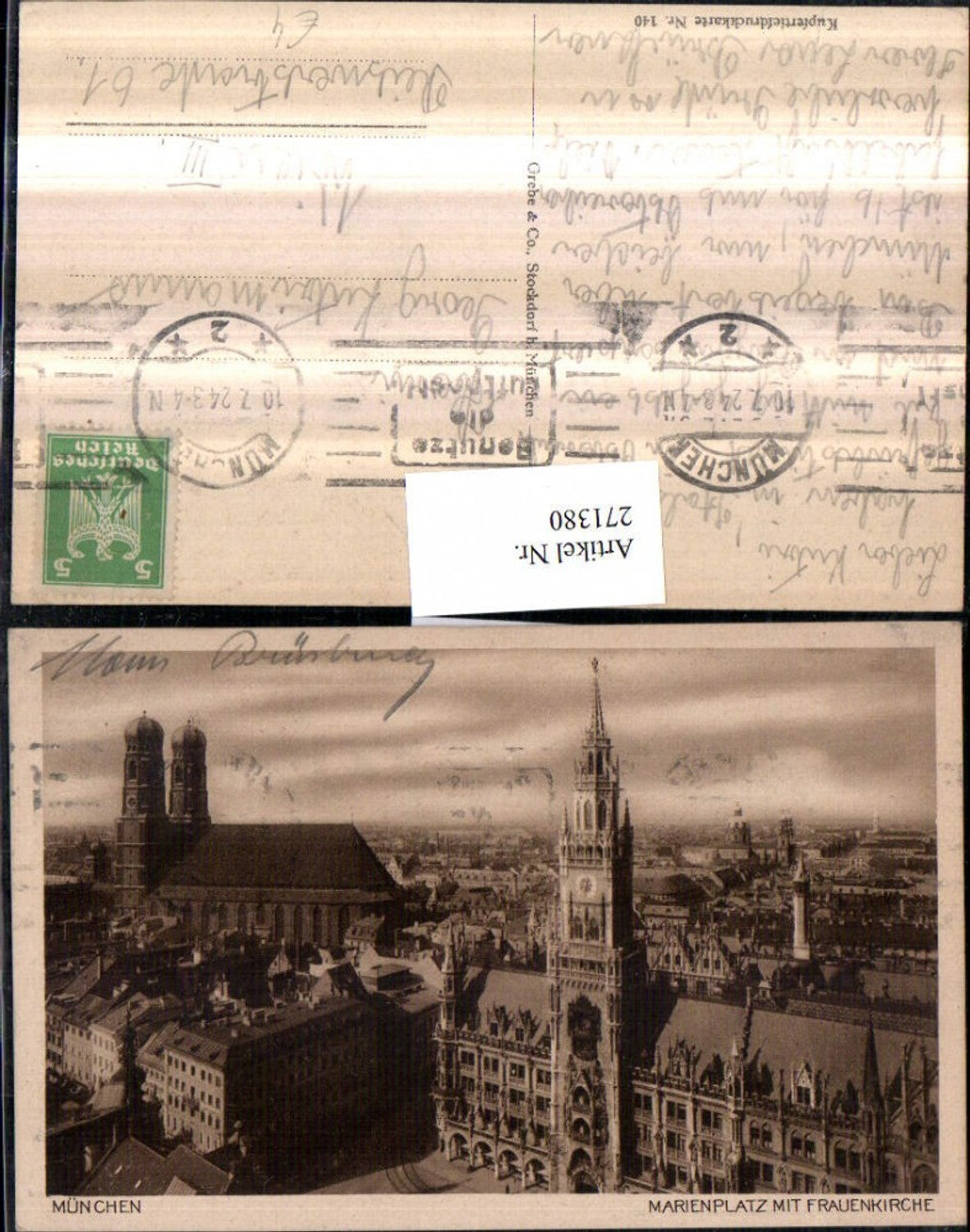 271380,München Totale Marienplatz m. Rathaus u. Frauenkirche