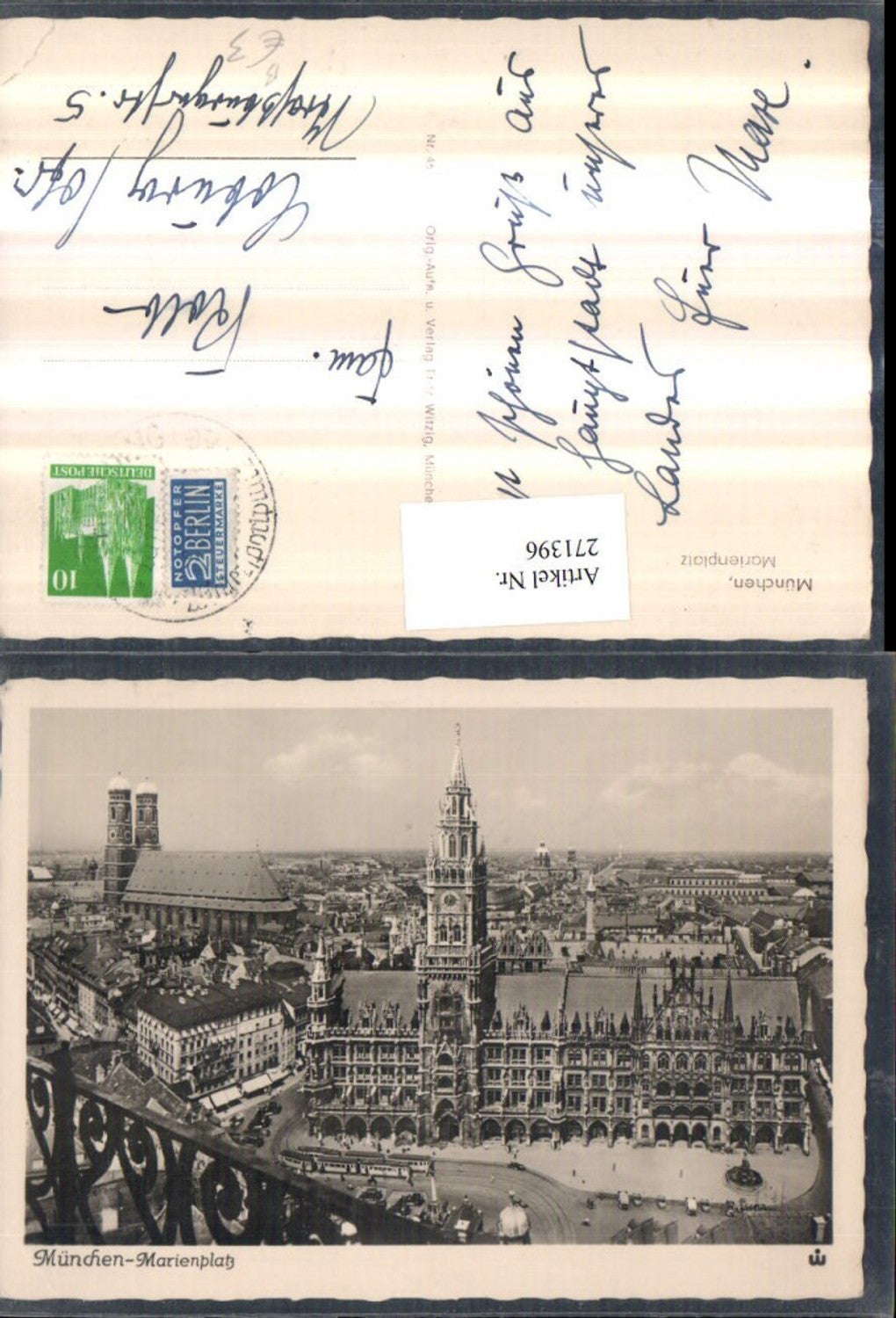 271396,München Totale Marienplatz Rathaus u. Frauenkirche