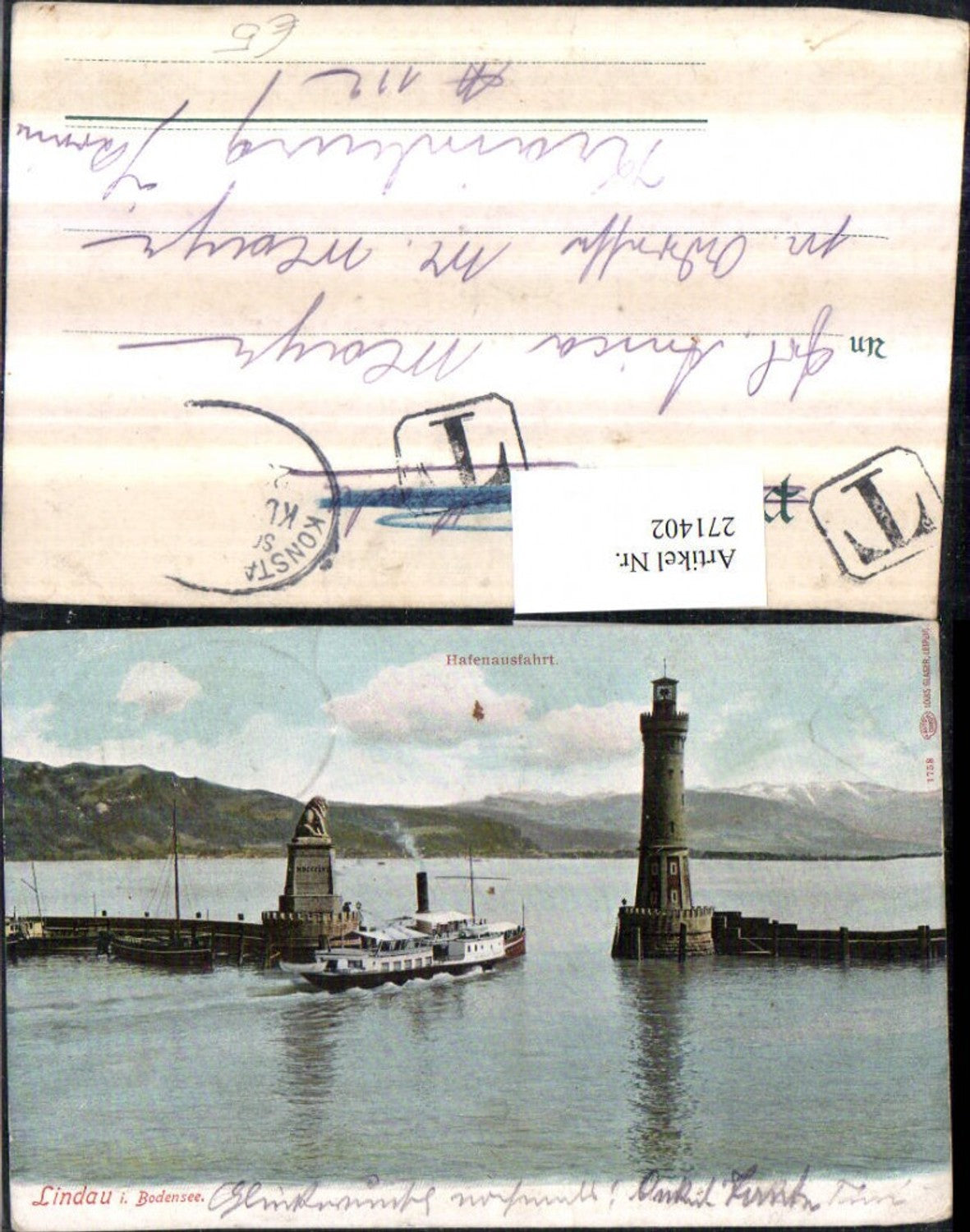 271402,Lindau im Bodensee Hafenausfahrt Hafen Dampfer Leuchtturm