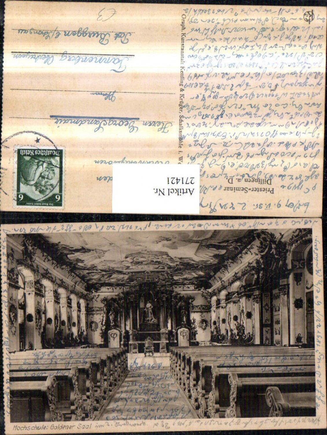 271421,Dillingen an d. Donau Priester-Seminar Hochschule Goldener Saal Innenansicht