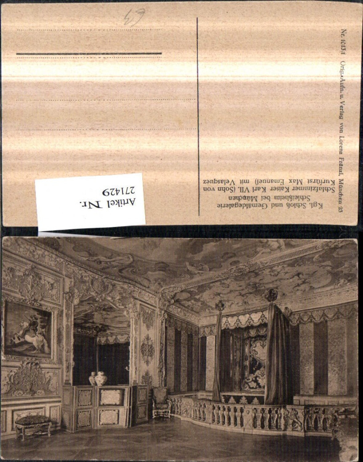 271429,Königliches Schloss u. Gemäldegalerie Schleißheim b. München Schlafzimmer Kaiser Karl 7