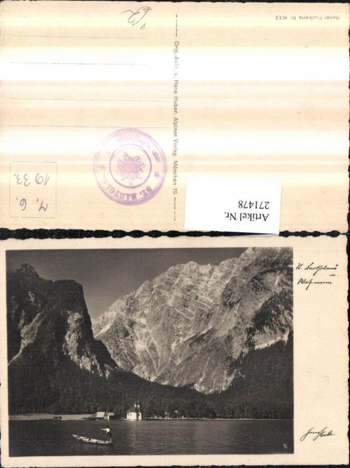 271478,St. Bartholomä am Königssee m. Watzmann Bergkulisse pub Hans Huber 4013