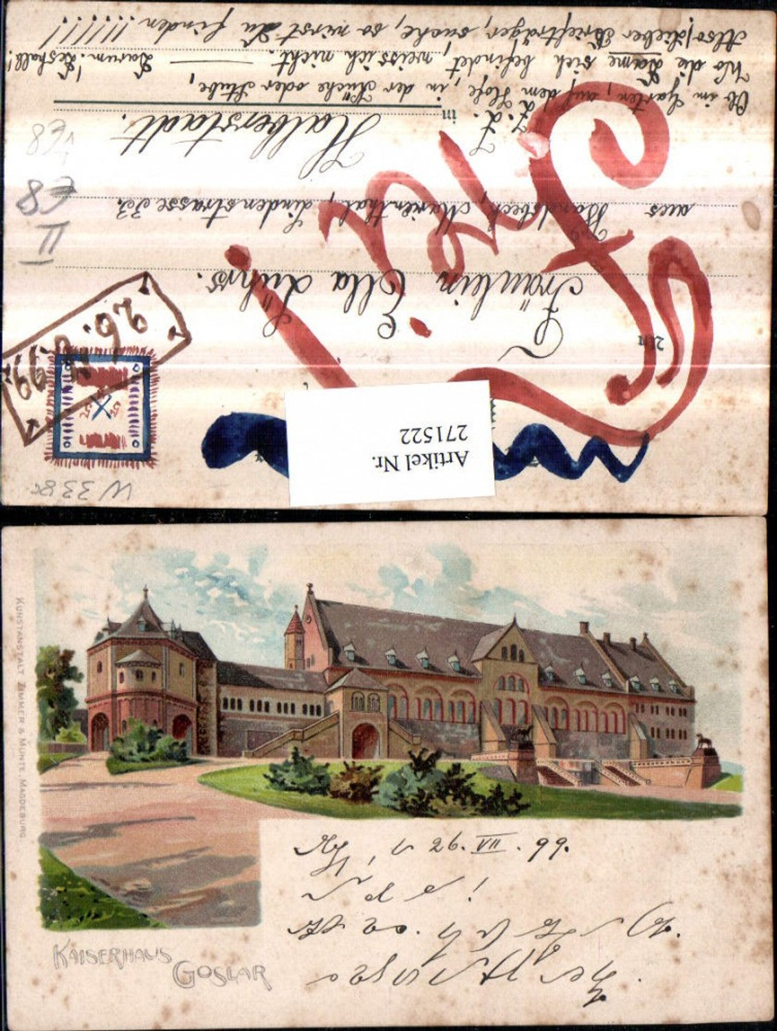 271522,Litho AK Goslar Kaiserhaus pub Zimmer u. Munte Magdeburg