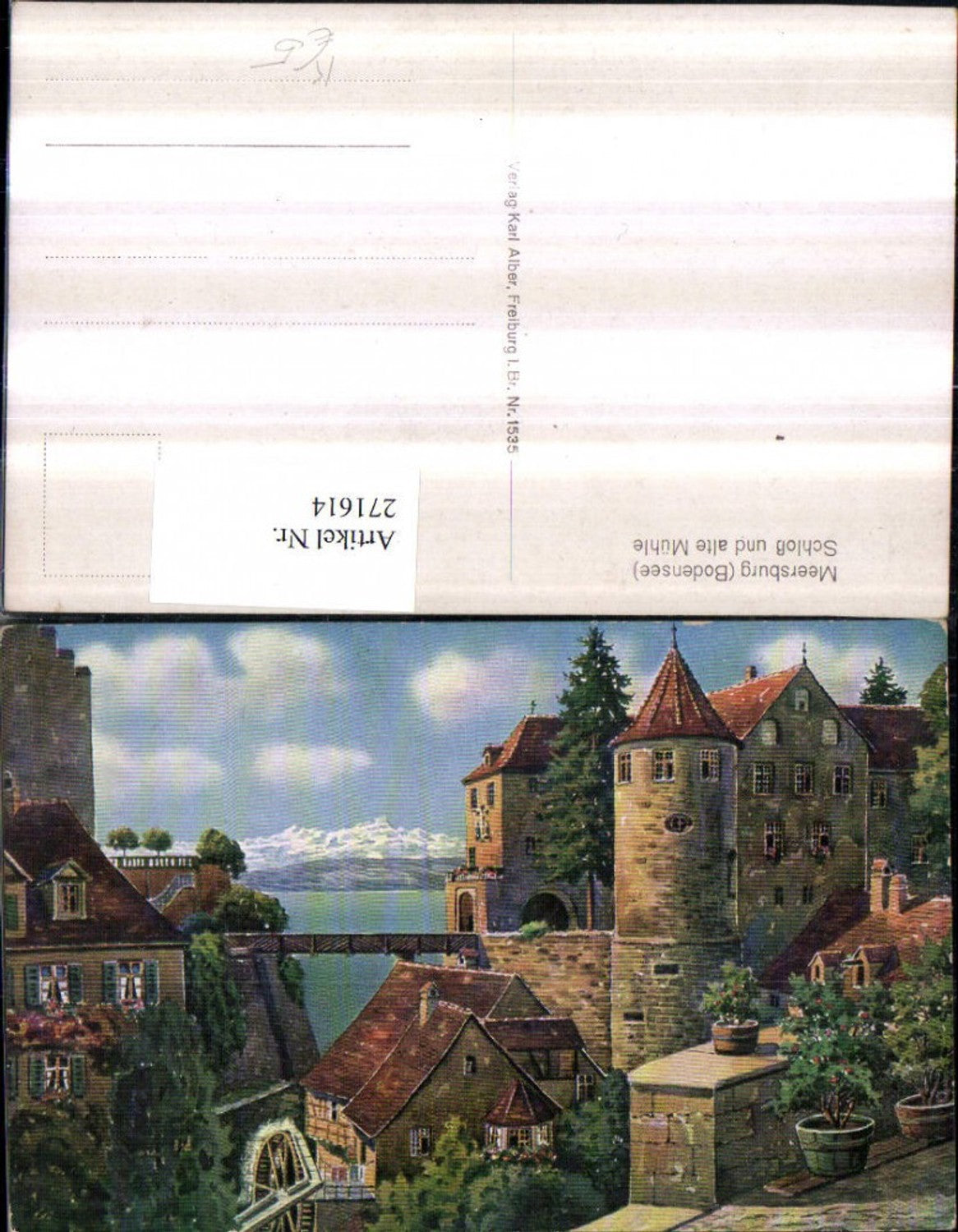 271614,Künstler AK Meersburg am Bodensee Schloss u. Alte Mühle Wassermühle