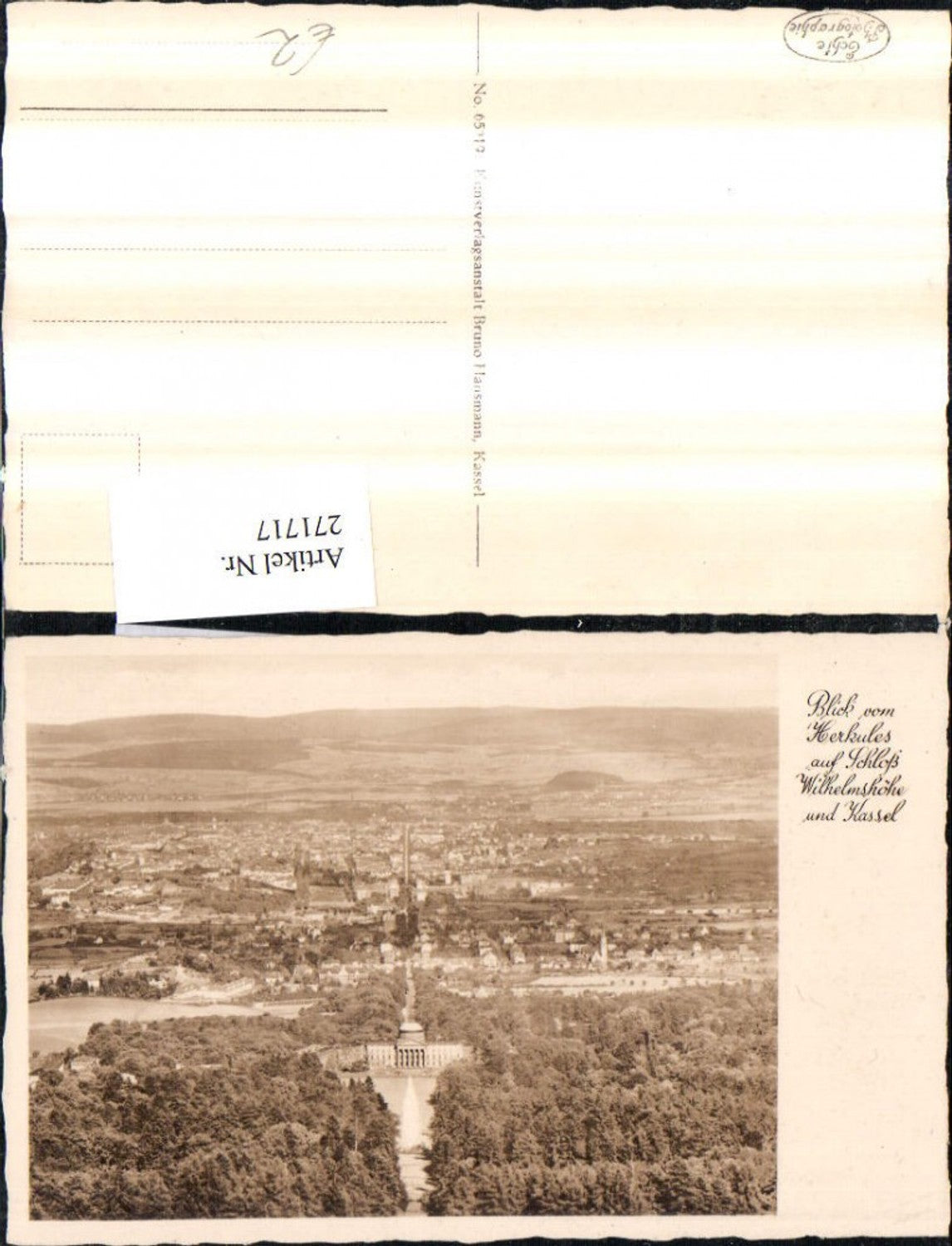 271717,Blick vom Herkules auf Schloss Wilhelmshöhe u. Kassel Totale