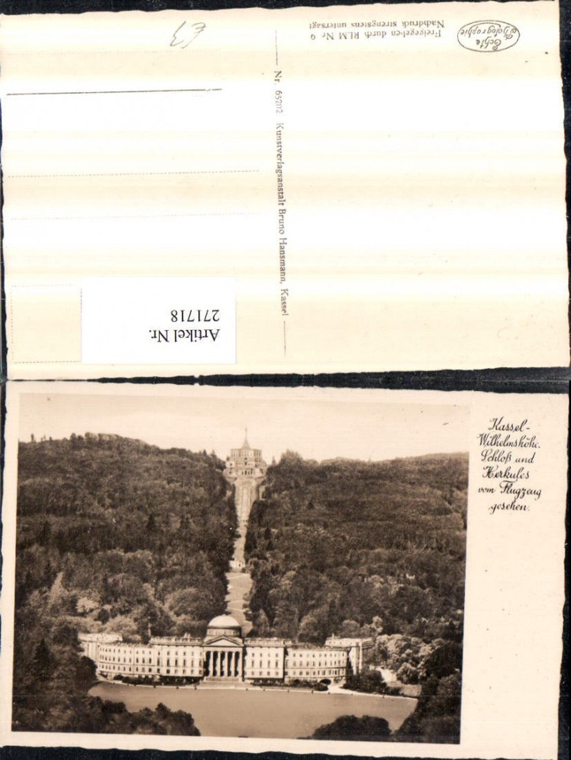 271718,Kassel Wilhelmshöhe Schloss u. Herkules Fliegeraufnahme