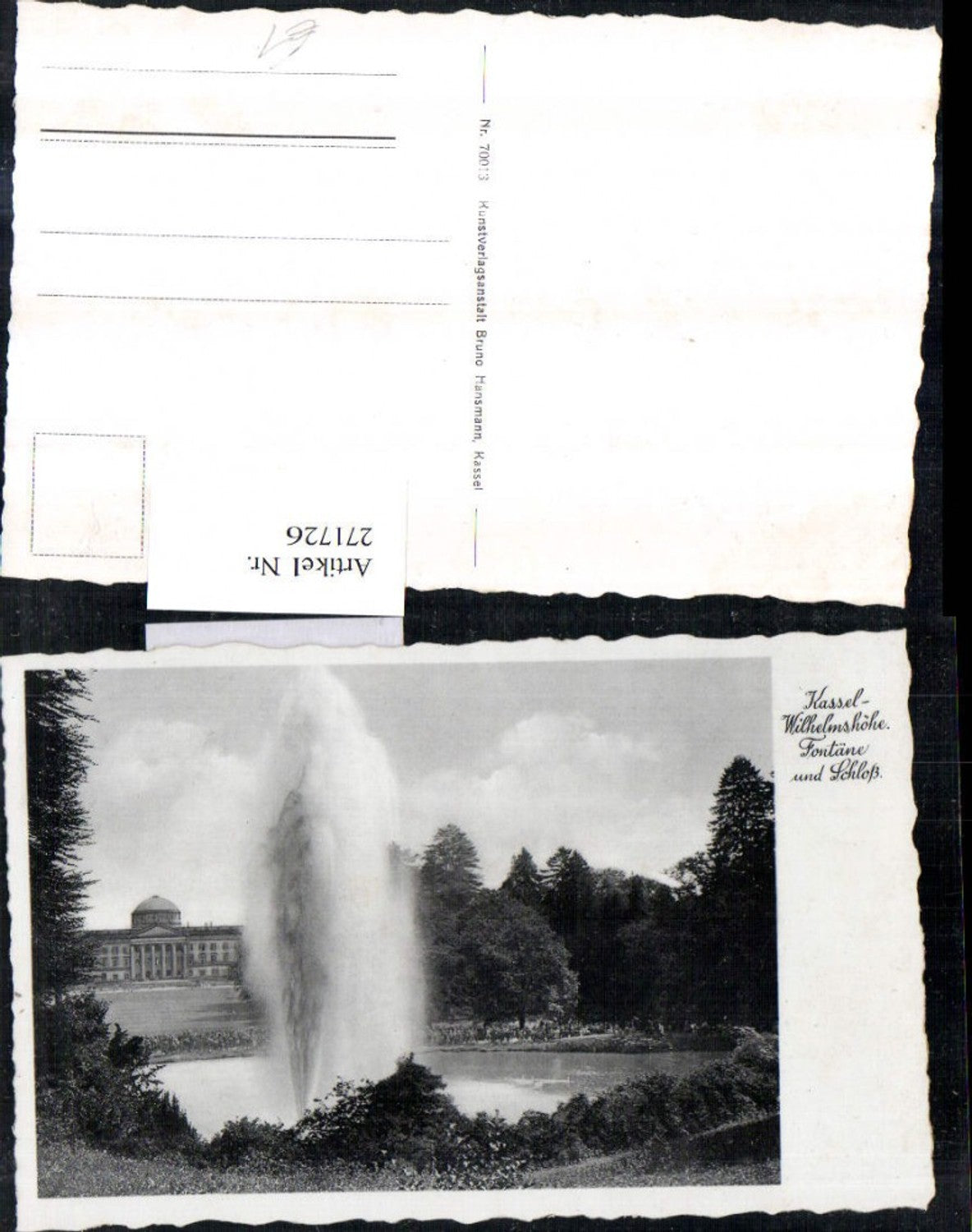 271726,Kassel Wilhelmshöhe Fontäne m. Schloss