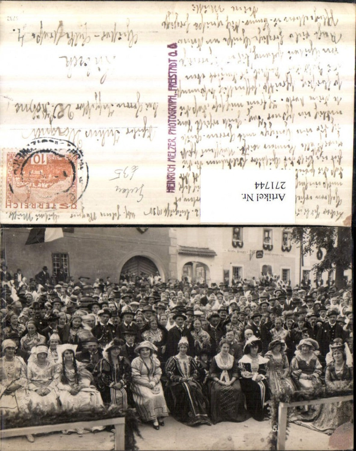 271744,Foto AK Gutau Menschenansammlung Kostüme Alois Daniel Warenhandlung