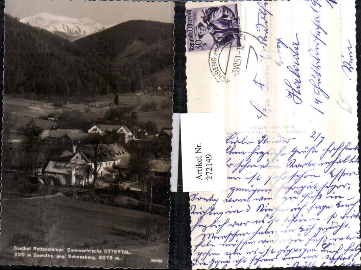 272149,Ottertal Otterthal Gasthof Rottensteiner geg. Schneeberg