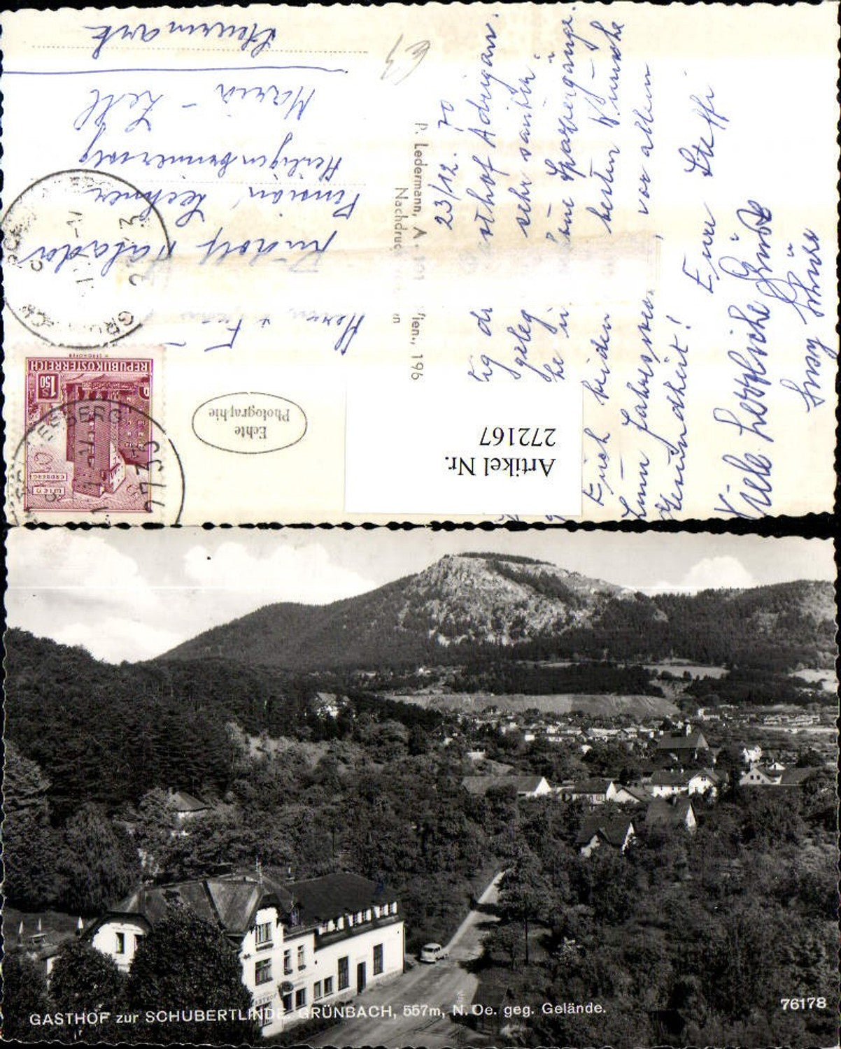 272167,Grünbach Gasthof zur Schubertlinde geg. Gelände