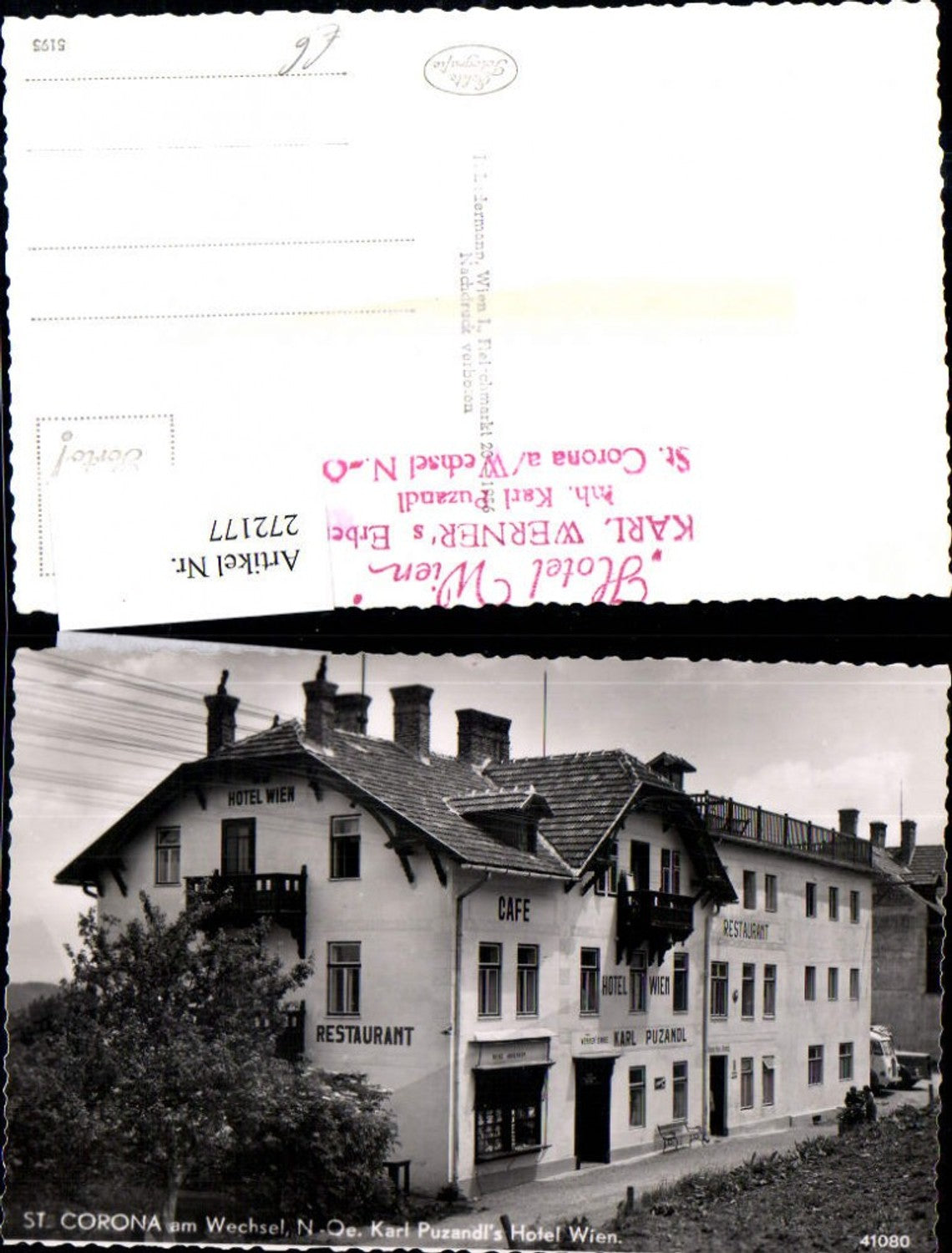 272177,St. Corona am Wechsel Karl Puzandls Hotel Wien