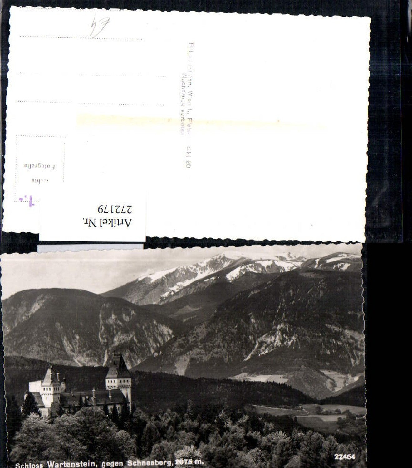 272179,Schloss Wartenstein b. Raach im Hochgebirge geg. Schneeberg Bergkulisse