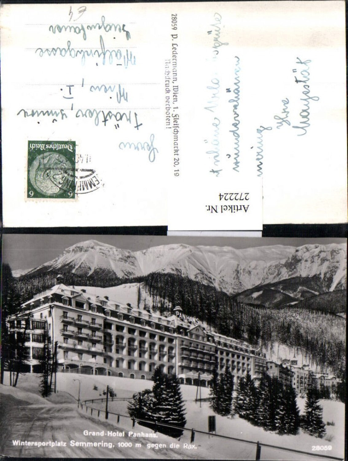 272224,Semmering Grand Hotel Panhans geg. Rax Bergkulisse Winterbild
