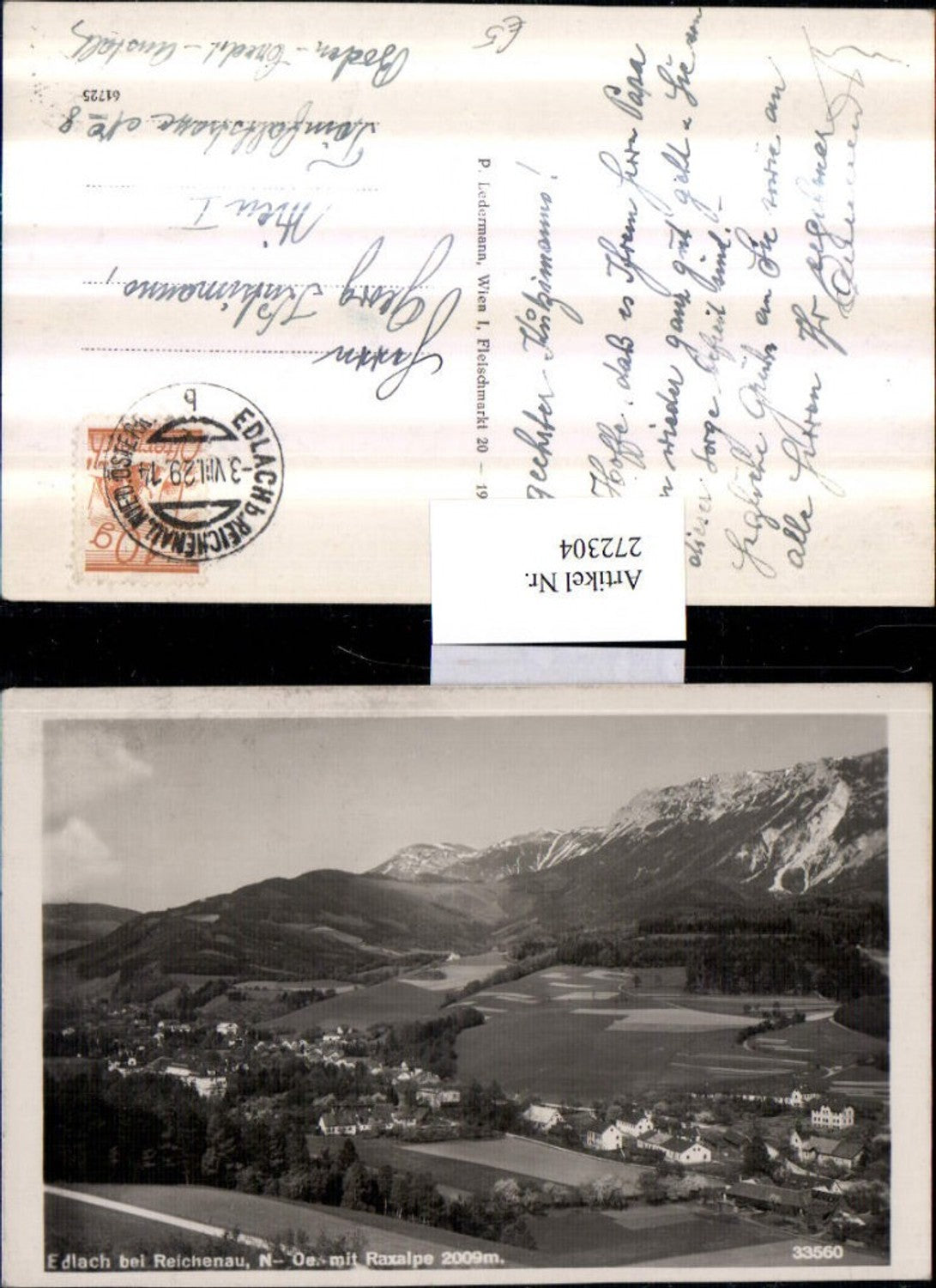 272304,Edlach b. Reichenau Totale m. Raxalpe Bergkulisse