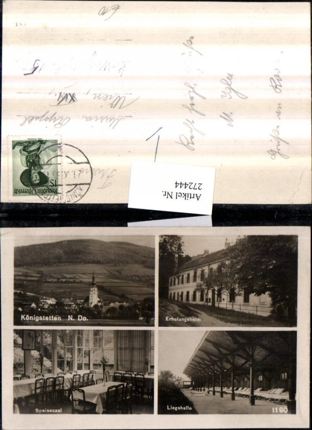 272444,Königstetten Totale Erholungsheim Liegehalle Speisesaal Mehrbildkarte