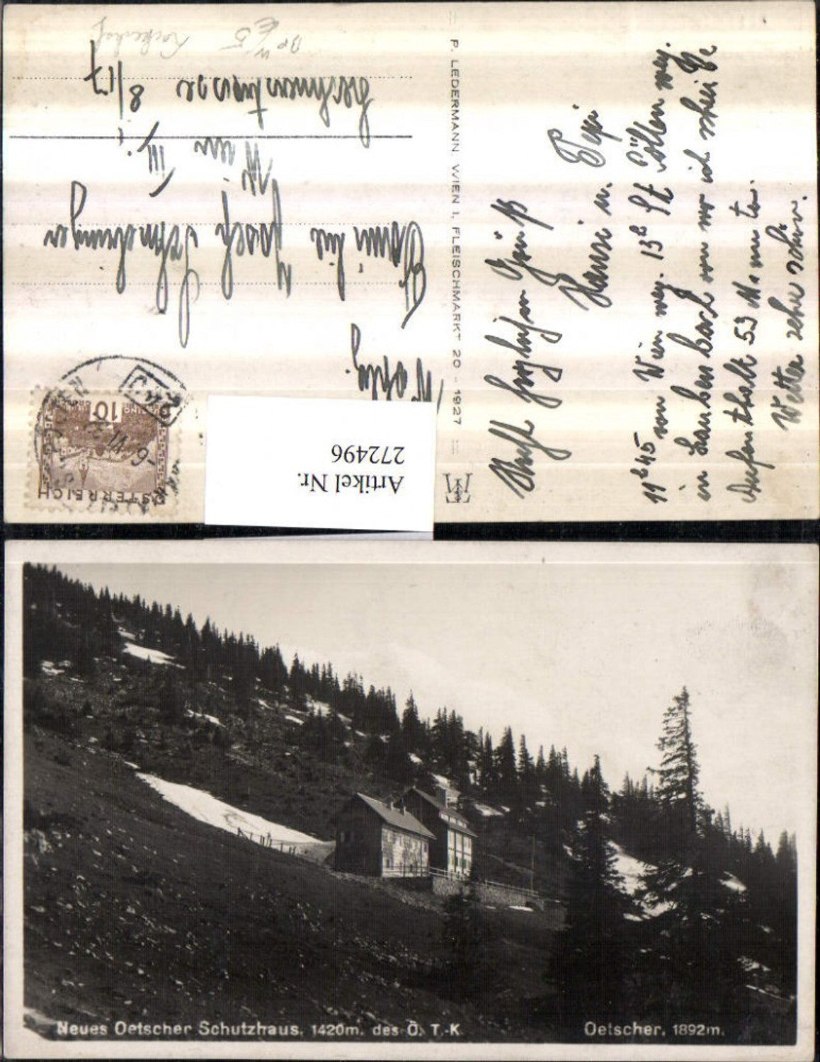 272496,Ötscher Schutzhaus am Ötscher b. Lackenhof Bahnpost Zug 240