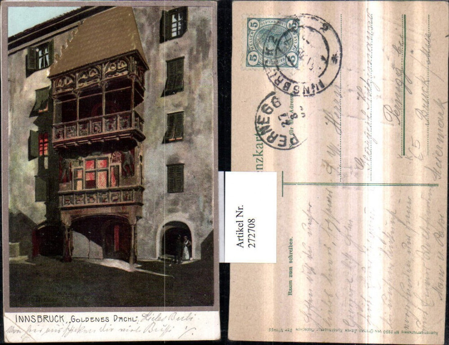 272708,Präge Künstler AK Zeno Diemer Innsbruck Goldenes Dachl pub Ottmar Zieher 1466