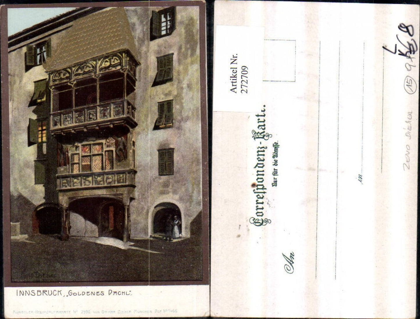 272709,Präge Litho Künstler AK Zeno Diemer Innsbruck Goldenes Dachl pub Ottmar Zieher 1466