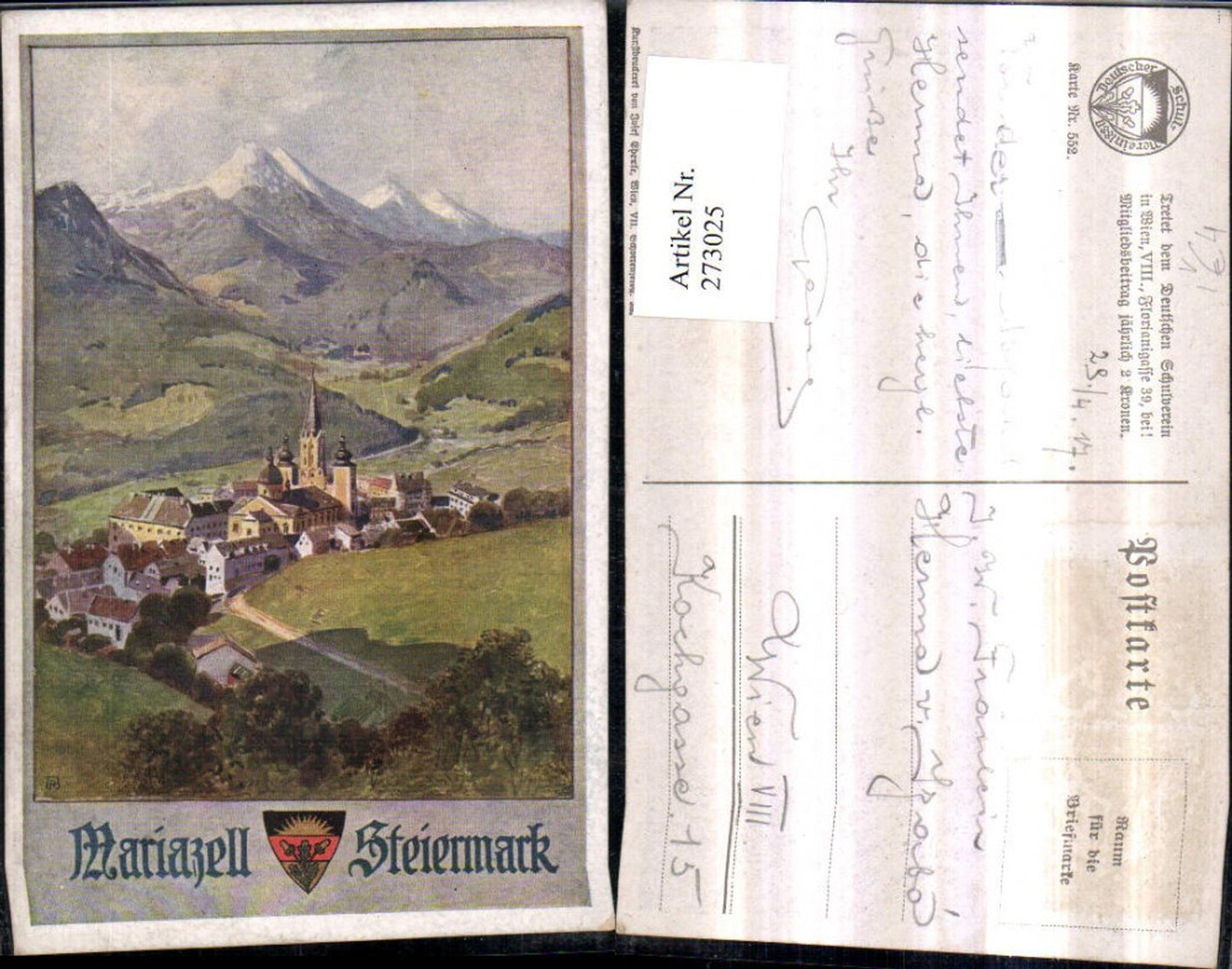 273025,Deutscher Schulverein 552 Mariazell Totale Bergkulisse