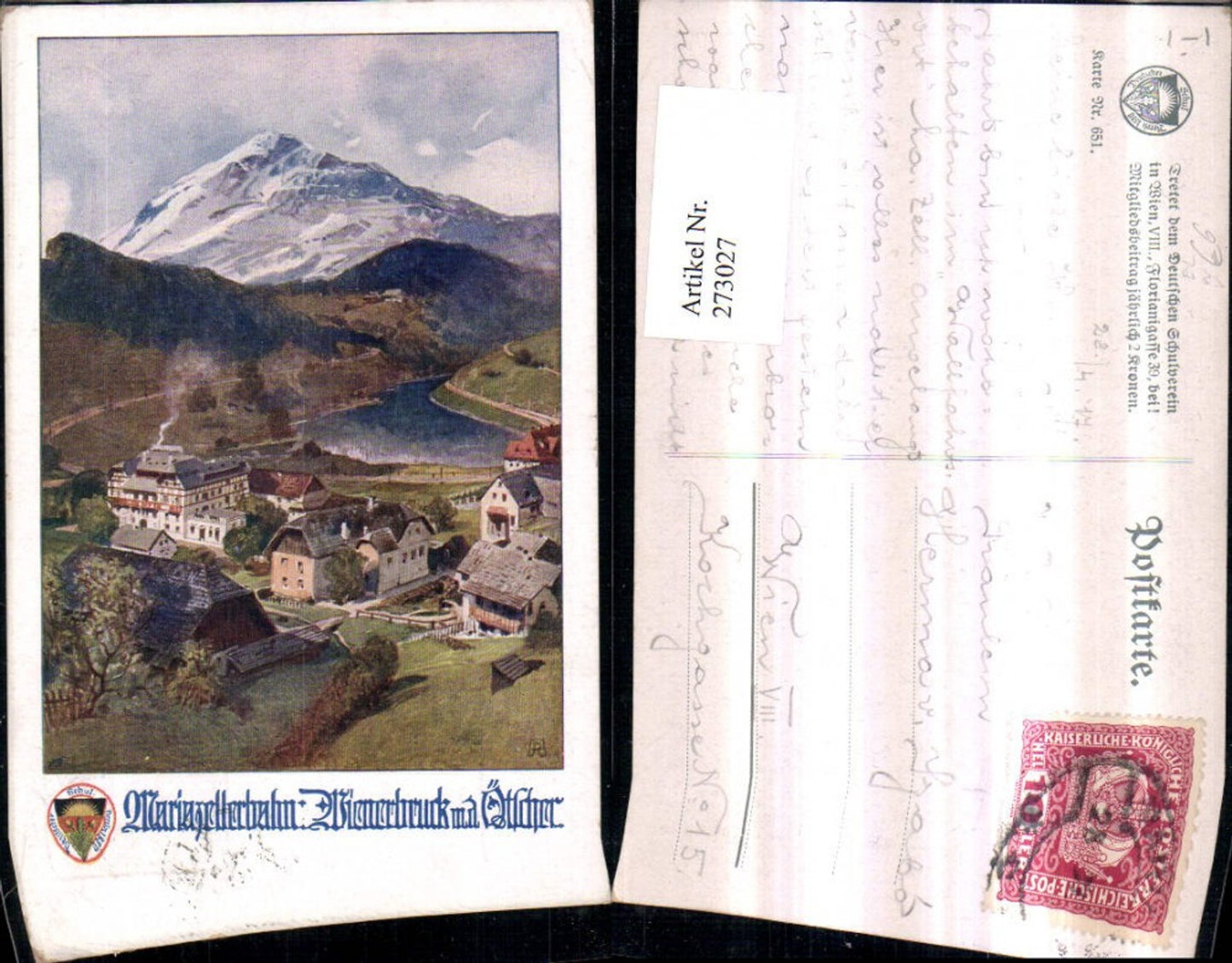 273027,Deutscher Schulverein 651 Mariazellerbahn Wienerbruck Teilansicht m. d. Ötscher Bergkulisse