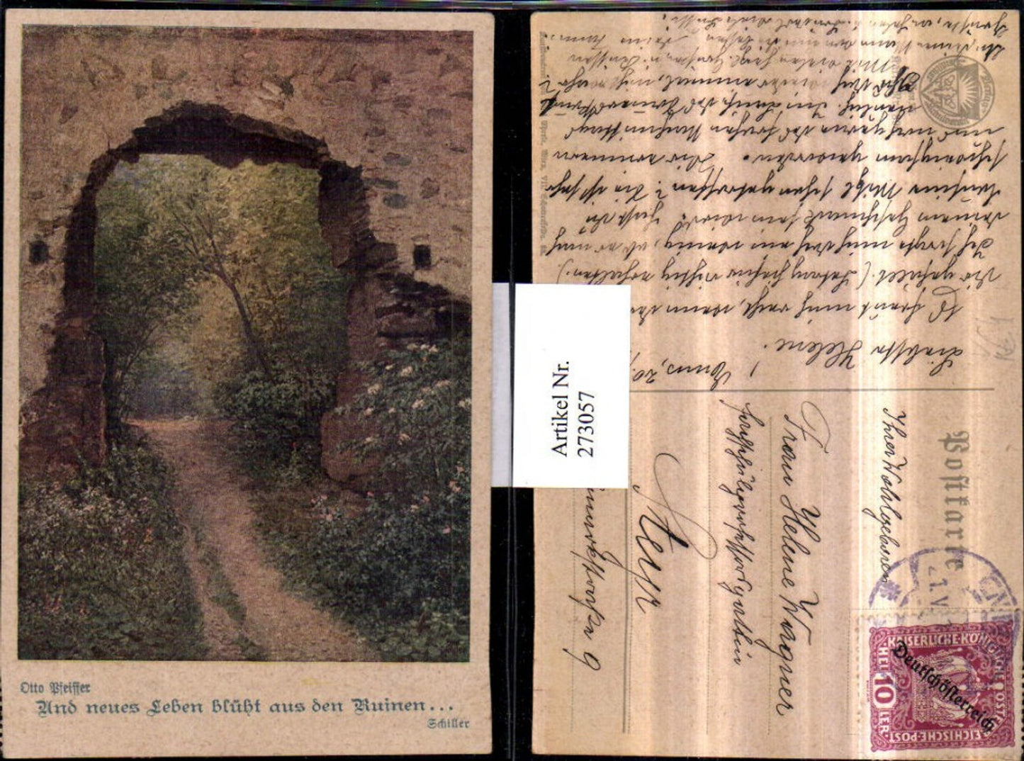273057,Deutscher Schulverein 890 Künstler Otto Pfeiffer Und neues Leben blüht aus den Ruinen Wegpartie