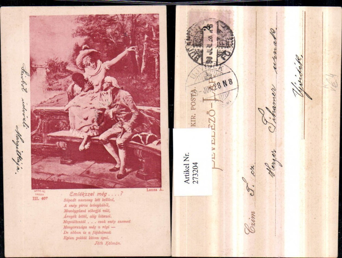 273204,Künstler AK Lonza A. Emlekszel meg Liebespaar Liebe Frau m. Hut Kleid Männer pub Bayer Paul 407