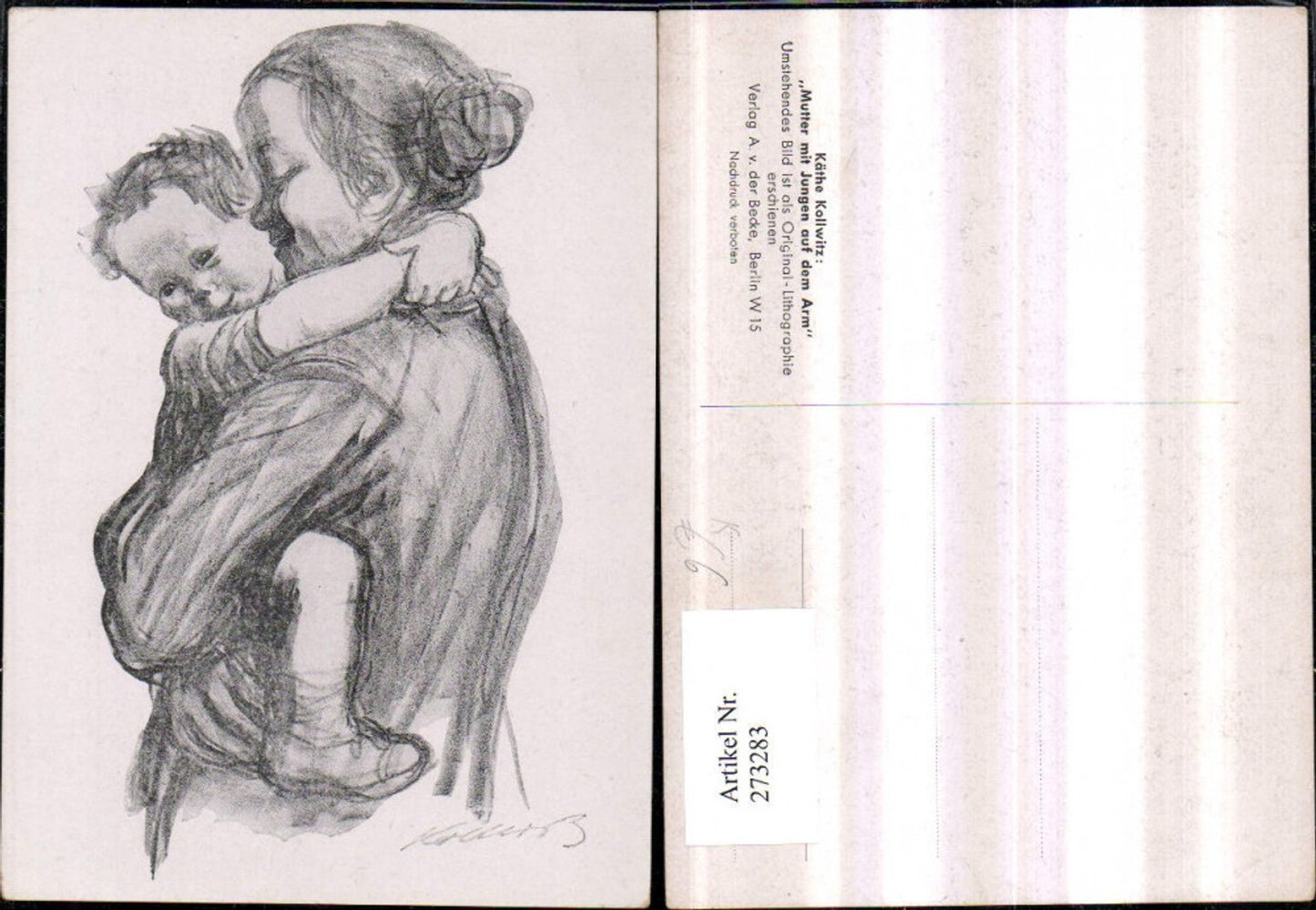 273283,Künstler AK Käthe Kollwitz Mutter m. Jungen auf d. Arm Portrait