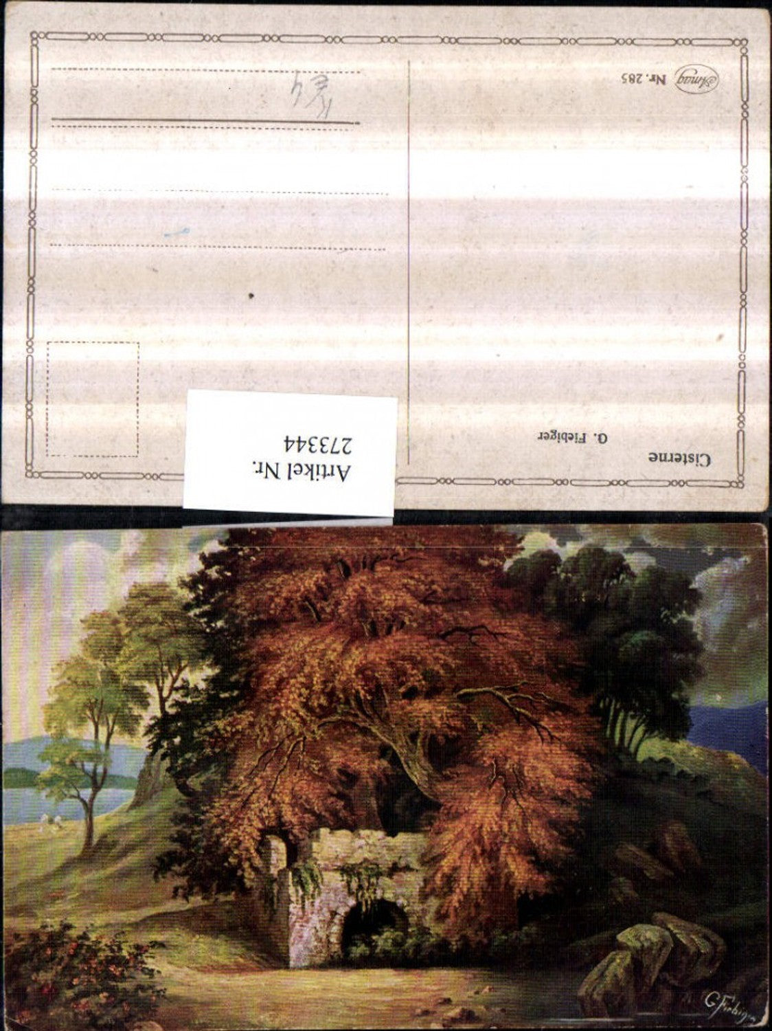 273344,Künstler AK G. Fiebiger Cisterne Zisterne Partie
