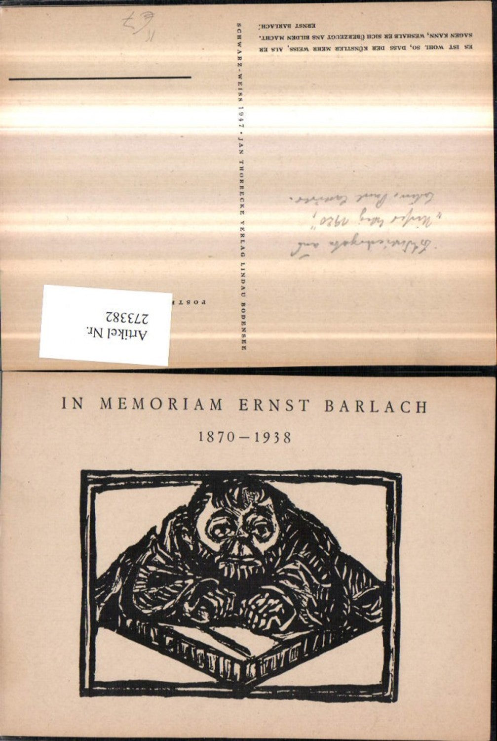 273382, Artist AK Ernst Barlach Man Passepartout
