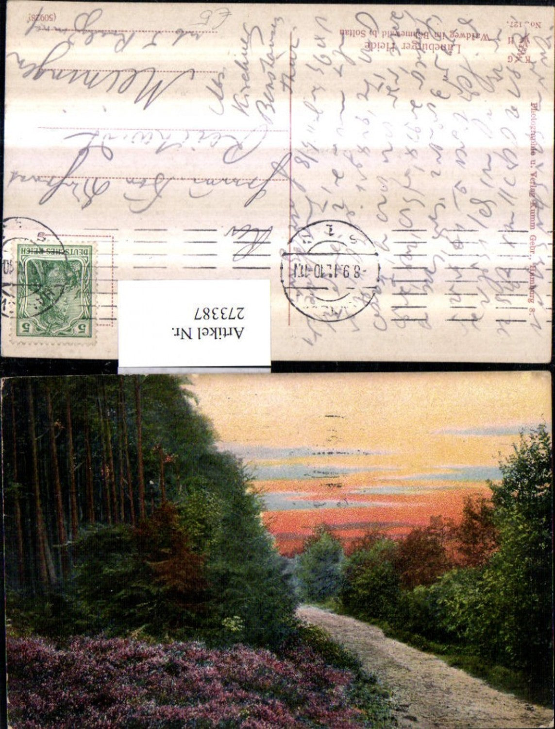 273387,Künstler AK Lüneburger Heide Waldweg im Böhmerwald b. Soltan
