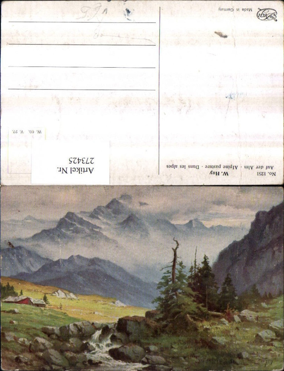 273425,Degi AK 1251 Künstler W. Hoy Auf der Alm Landschaft Bergkulisse