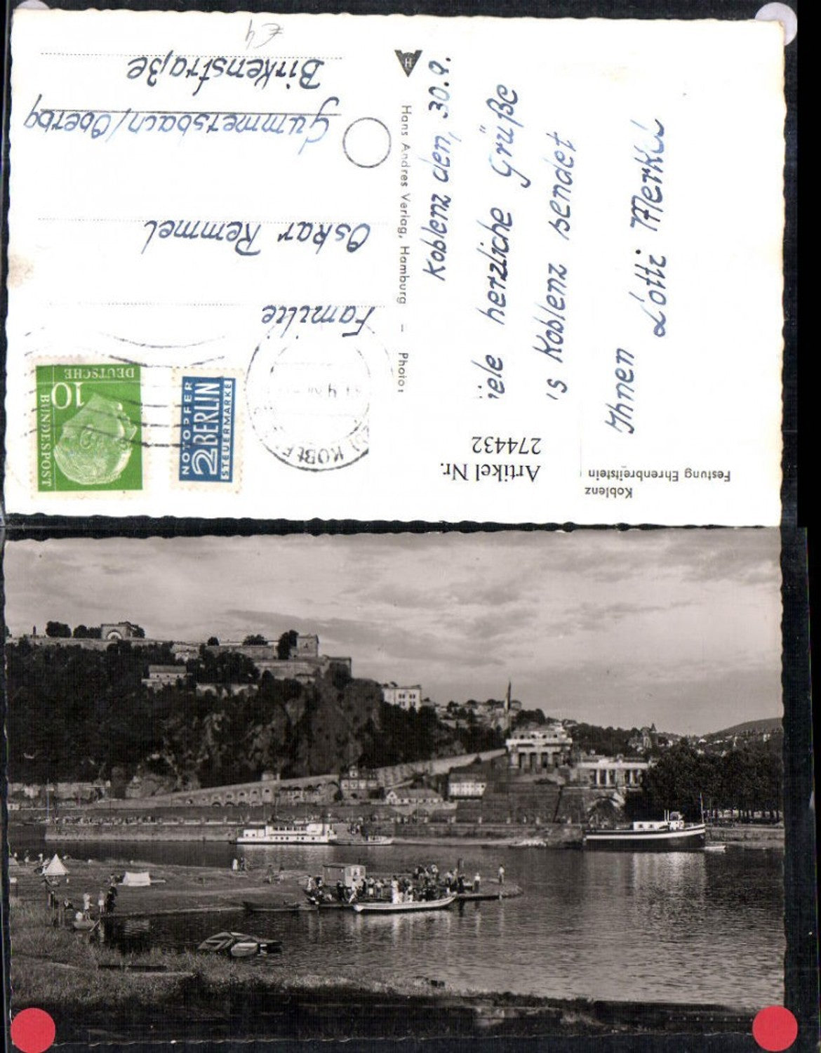 274432,Koblenz am Rhein Festung Ehrenbreitstein u. Deutsches Eck Boote