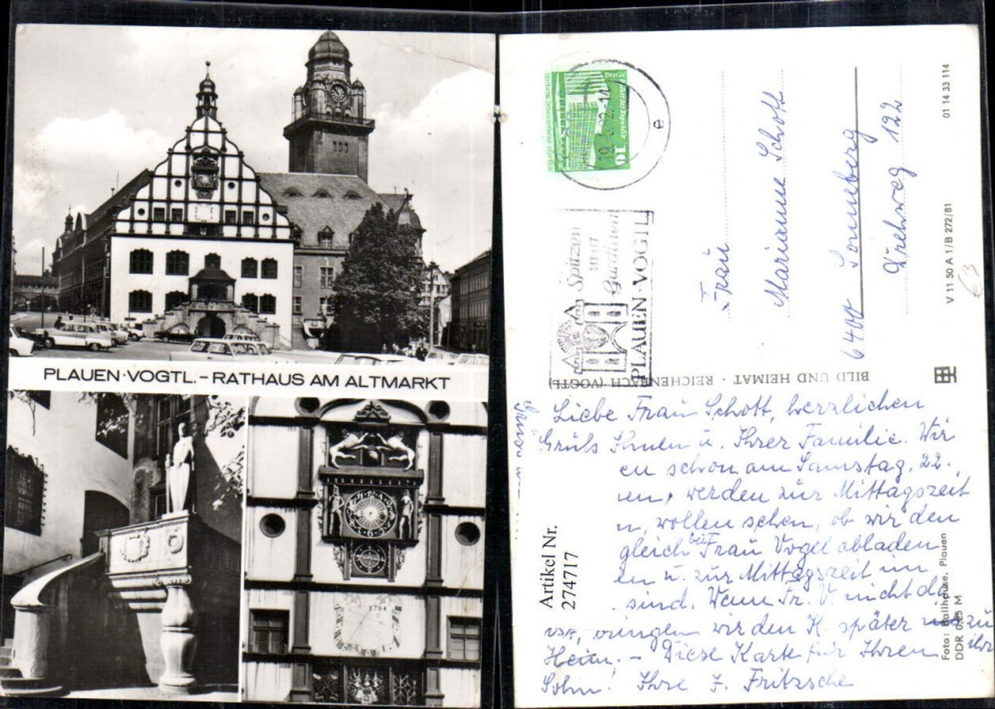 274717,Plauen im Vogtland Rathaus am Altmarkt Mehrbildkarte