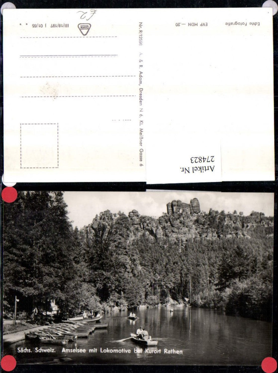 274823,Sächsische Schweiz Amselsee See m. Lokomotive b. Rathen Ruderboote