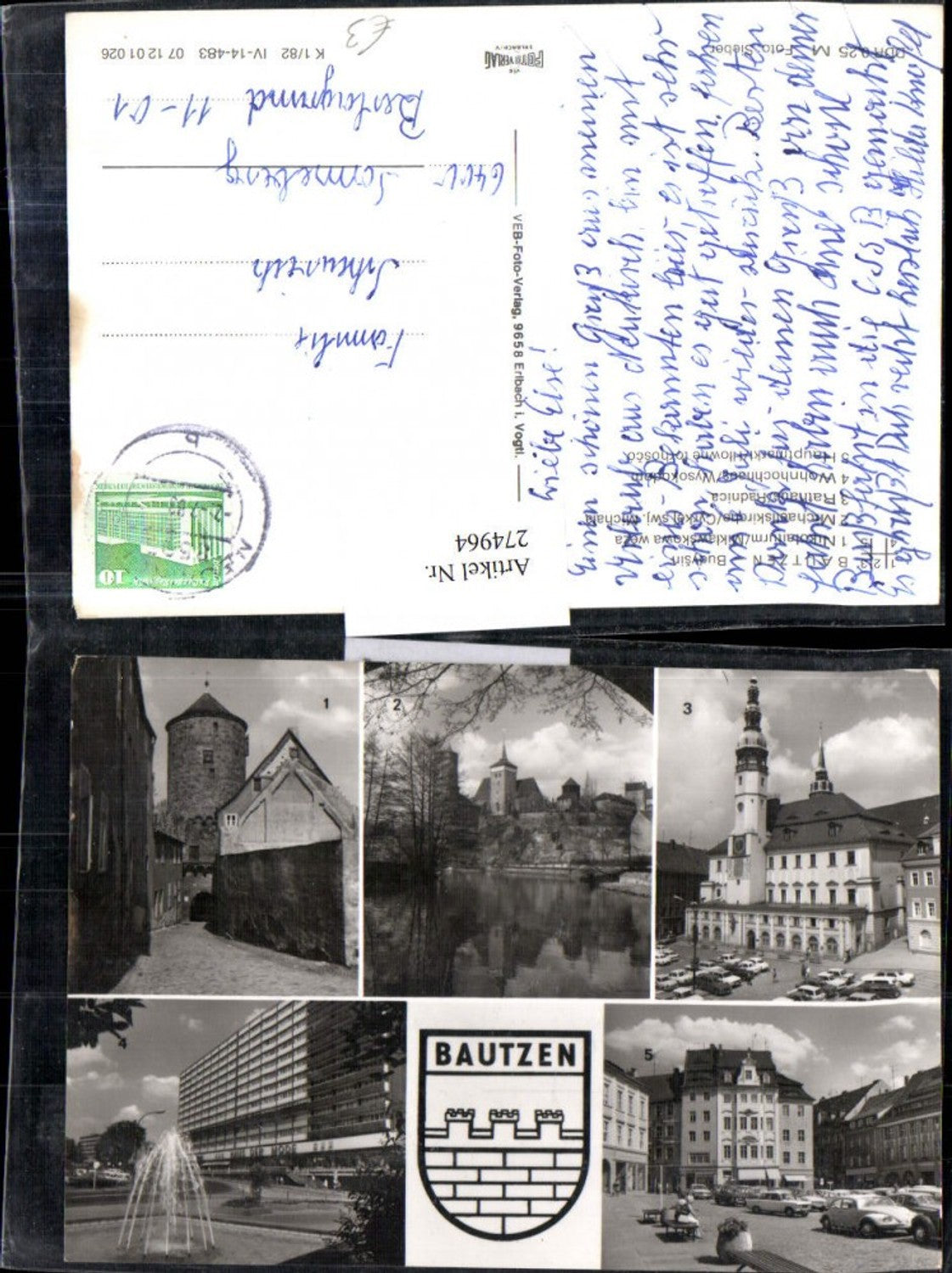 274964,Bautzen Nikolaiturm Michaeliskirche Rathaus Wohnhochhaus Hauptmarkt Mehrbildkarte