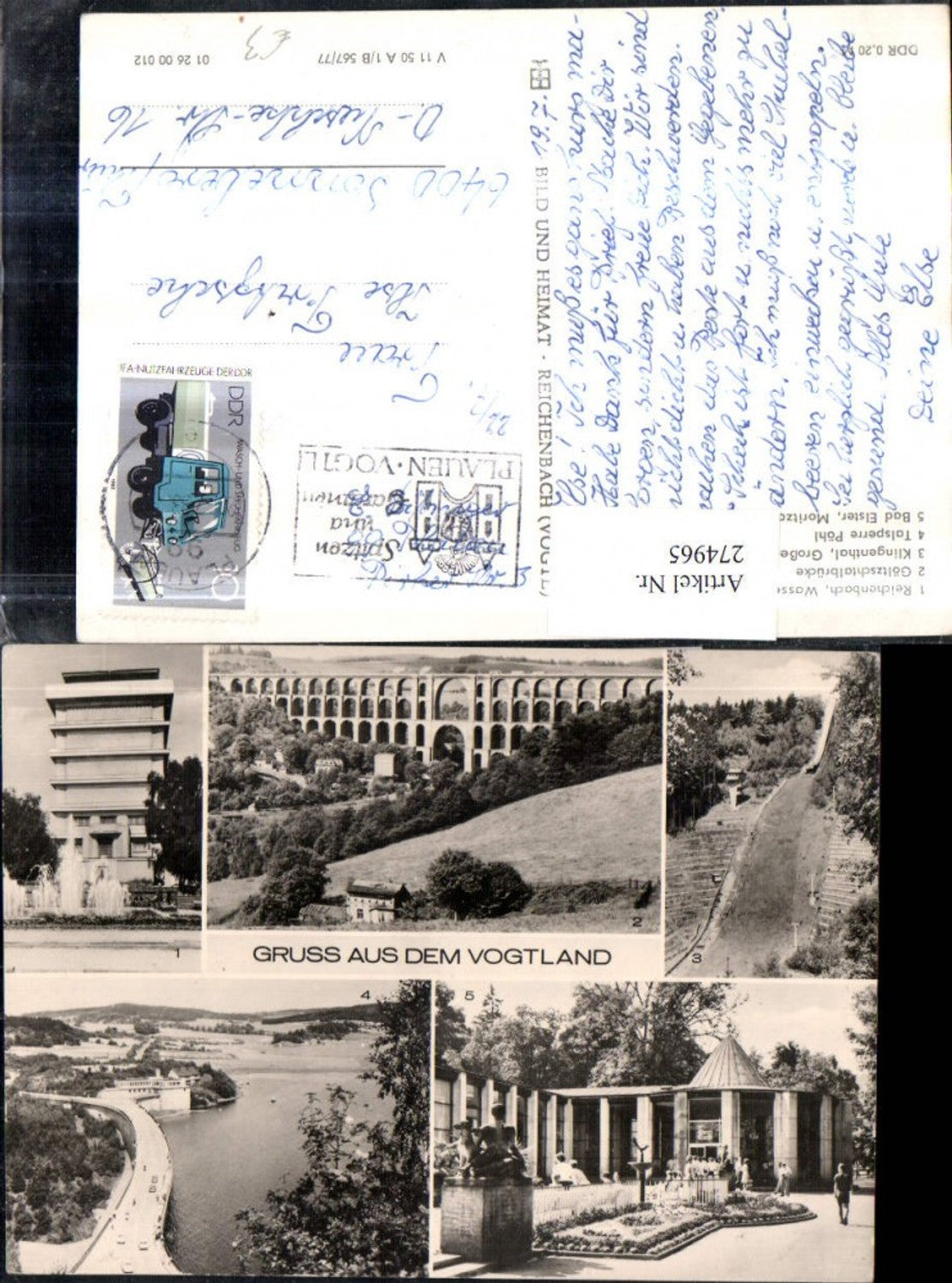 274965,Reichenbach Wasserturm Göltzschtalbrücke Klingenthal Schanze Talsperre Pöhl Bad Elster Mehrbildkarte