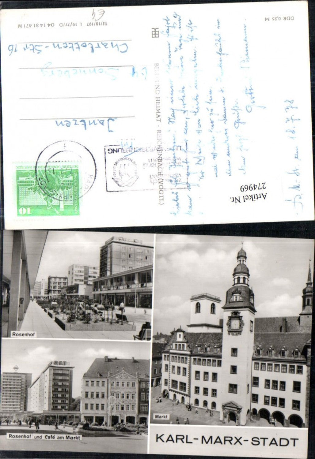 274969, Karl-Marx-Stadt Chemnitz Rosenhof Market Town Hall Cafe at the Market Multi-image map